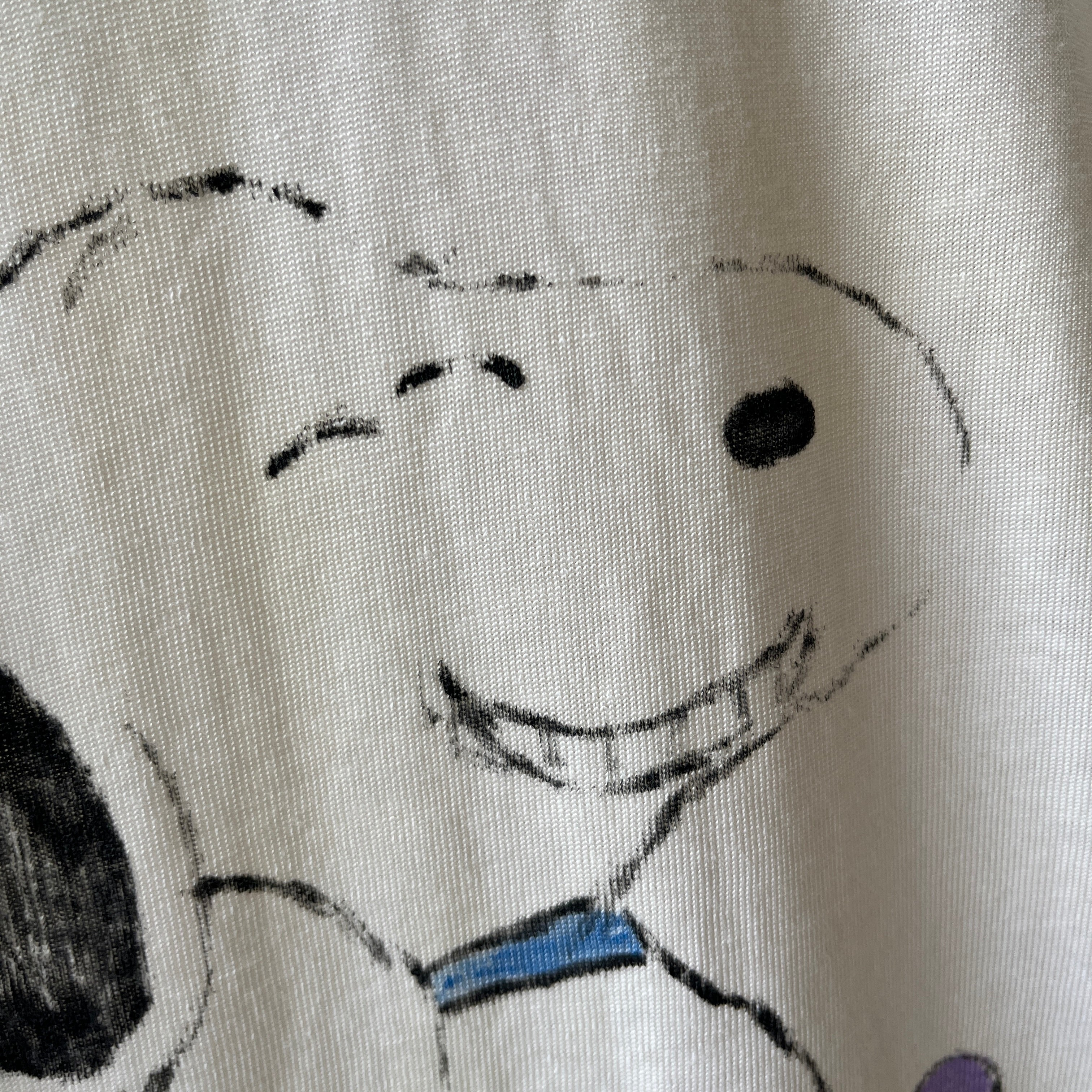 1970s Snoop Dog :) Snoopy DIY Drawn Cut Sleeve USA Made Champion Brand Football Shirt - WOW