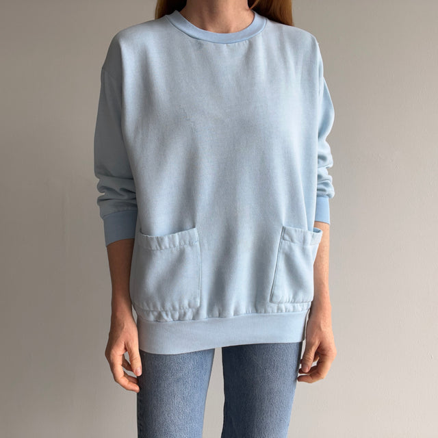 1970/80s Baby Blue Front Pocket Sweatshirt by Parrinello