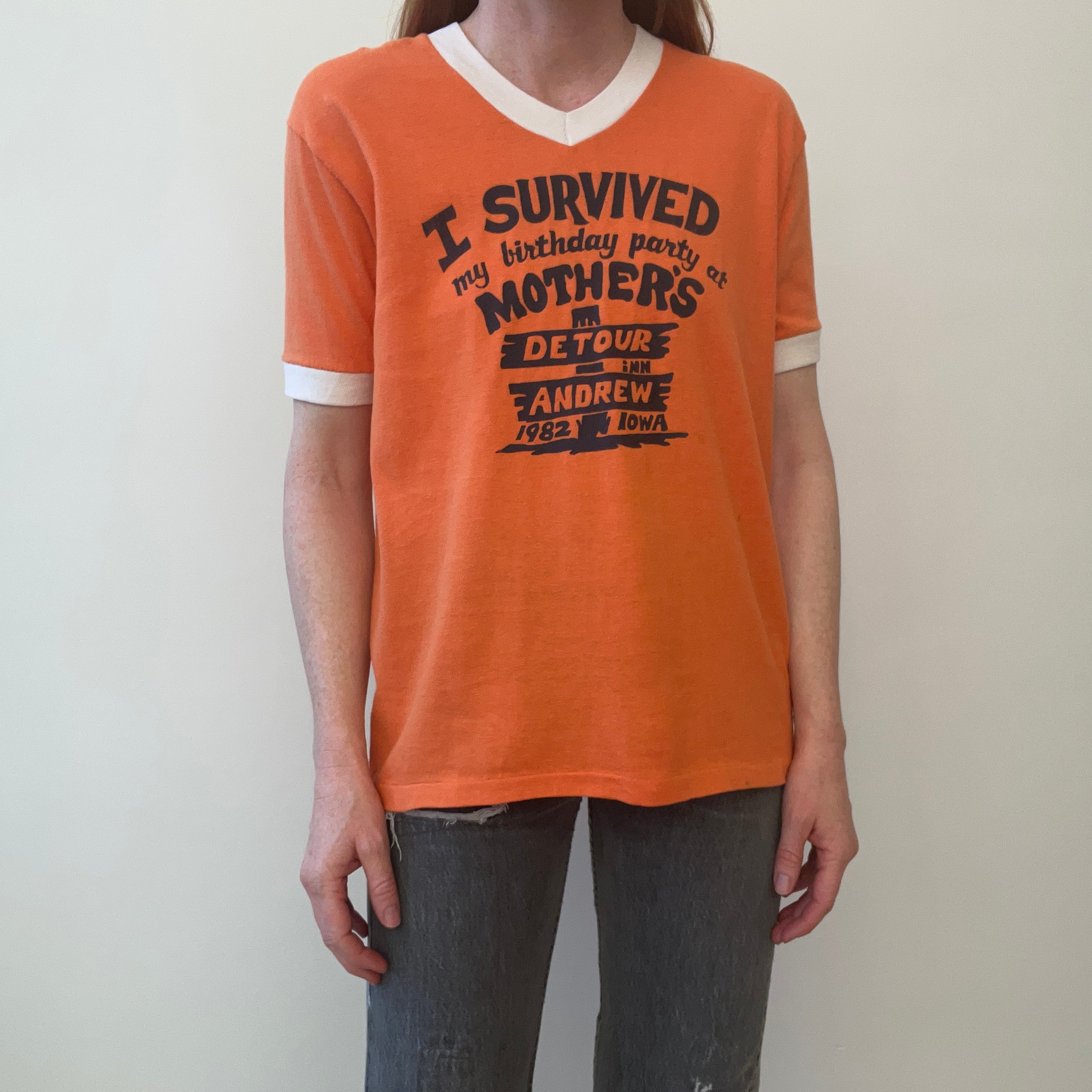 1982 I Survived My Birthday Party at Mother's Detour, Iowa Ring T-Shirt