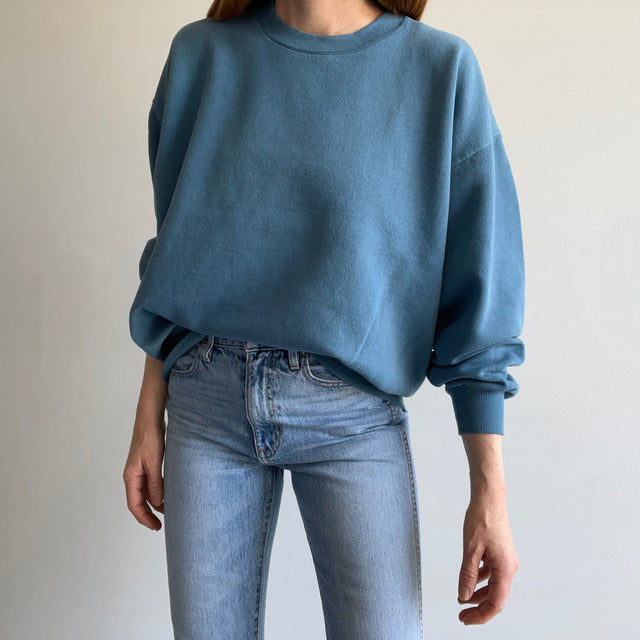 1990s Blank Slate Blue Gray Sweatshirt