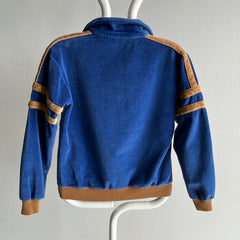 1970s Macy's Men's Store Velour 1/4 Zip Up Polo Sweatshirt - !!!!!