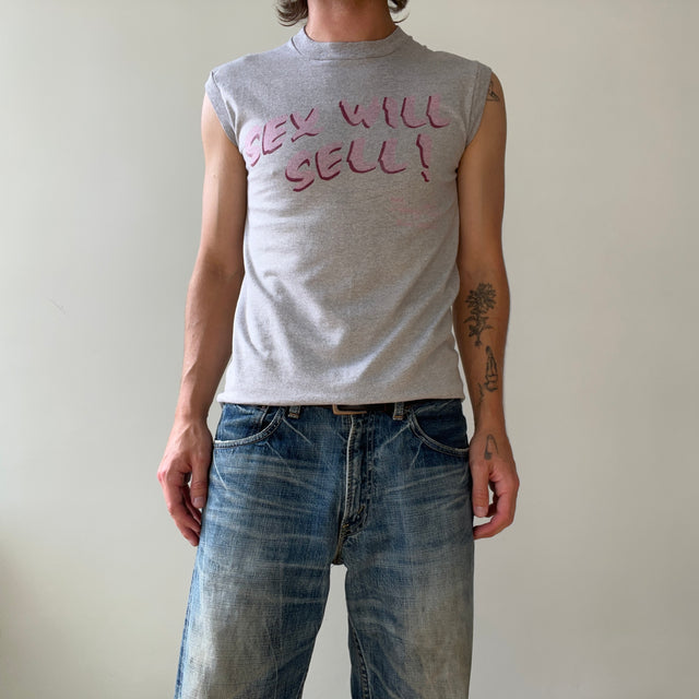 1984 Heather Grey Danny Tate Sex Will Sell Album Muscle T Shirt