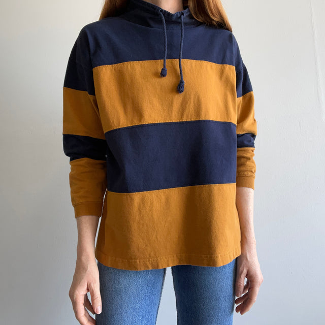 1990s Navy and (Mari)Gold Mock Neck Sweatshirt/Shirt