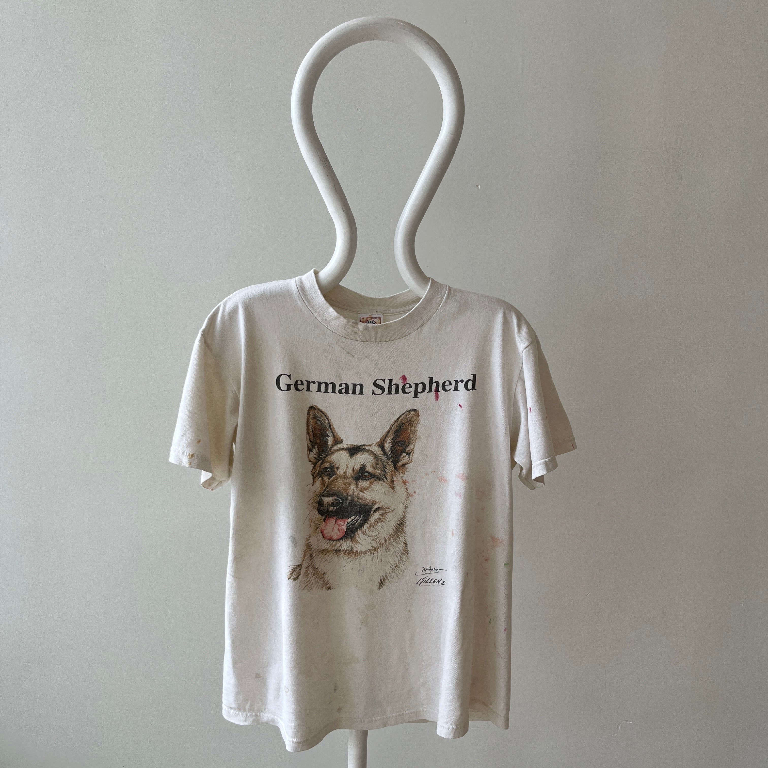 1980/90s Super Paint Stained Good Buddy German Shepard T-Shirt - AWWWWW