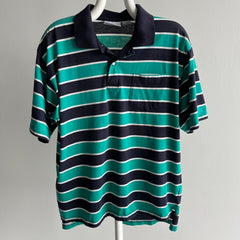 1980/90s Striped Slouchy Loose Sleeve Polo T-Shirt