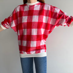 1980s Fuzzy Table Cloth Dolman Sleeve Sweatshirt/Sweater