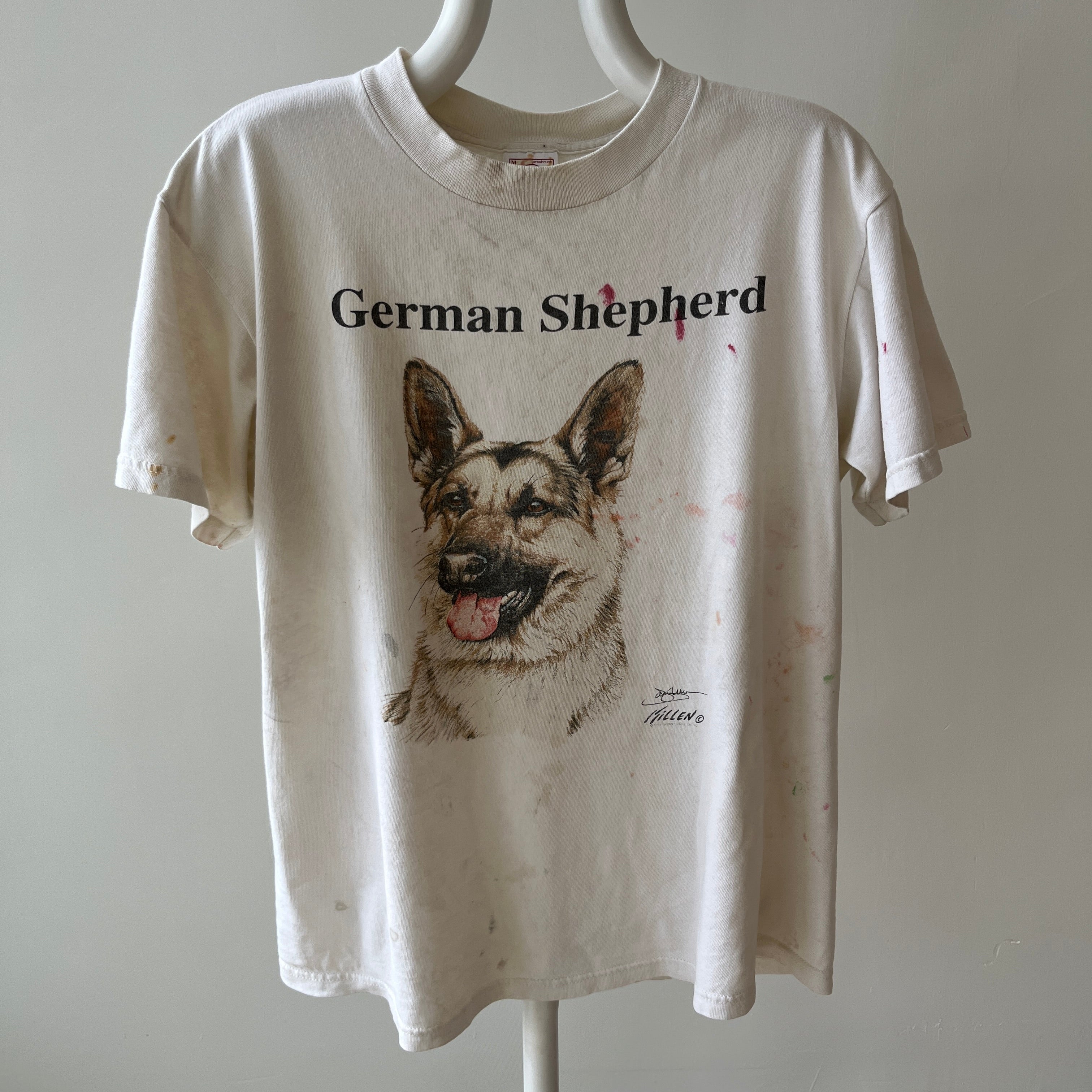 1980/90s Super Paint Stained Good Buddy German Shepard T-Shirt - AWWWWW