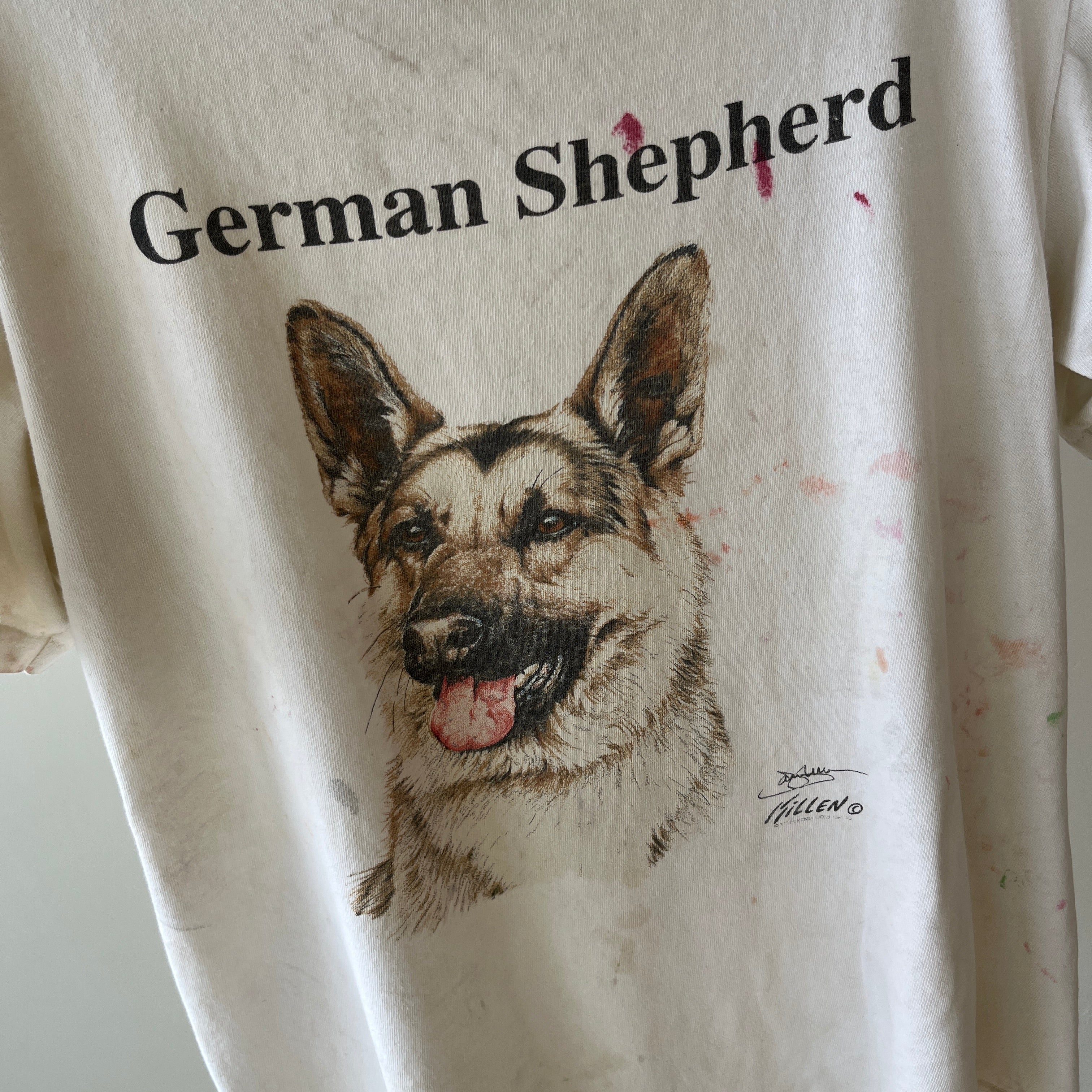 1980/90s Super Paint Stained Good Buddy German Shepard T-Shirt - AWWWWW