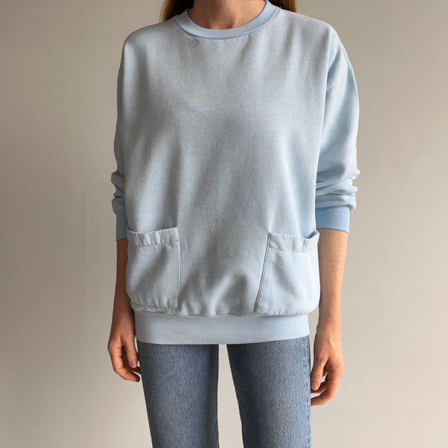 1970/80s Baby Blue Front Pocket Sweatshirt by Parrinello