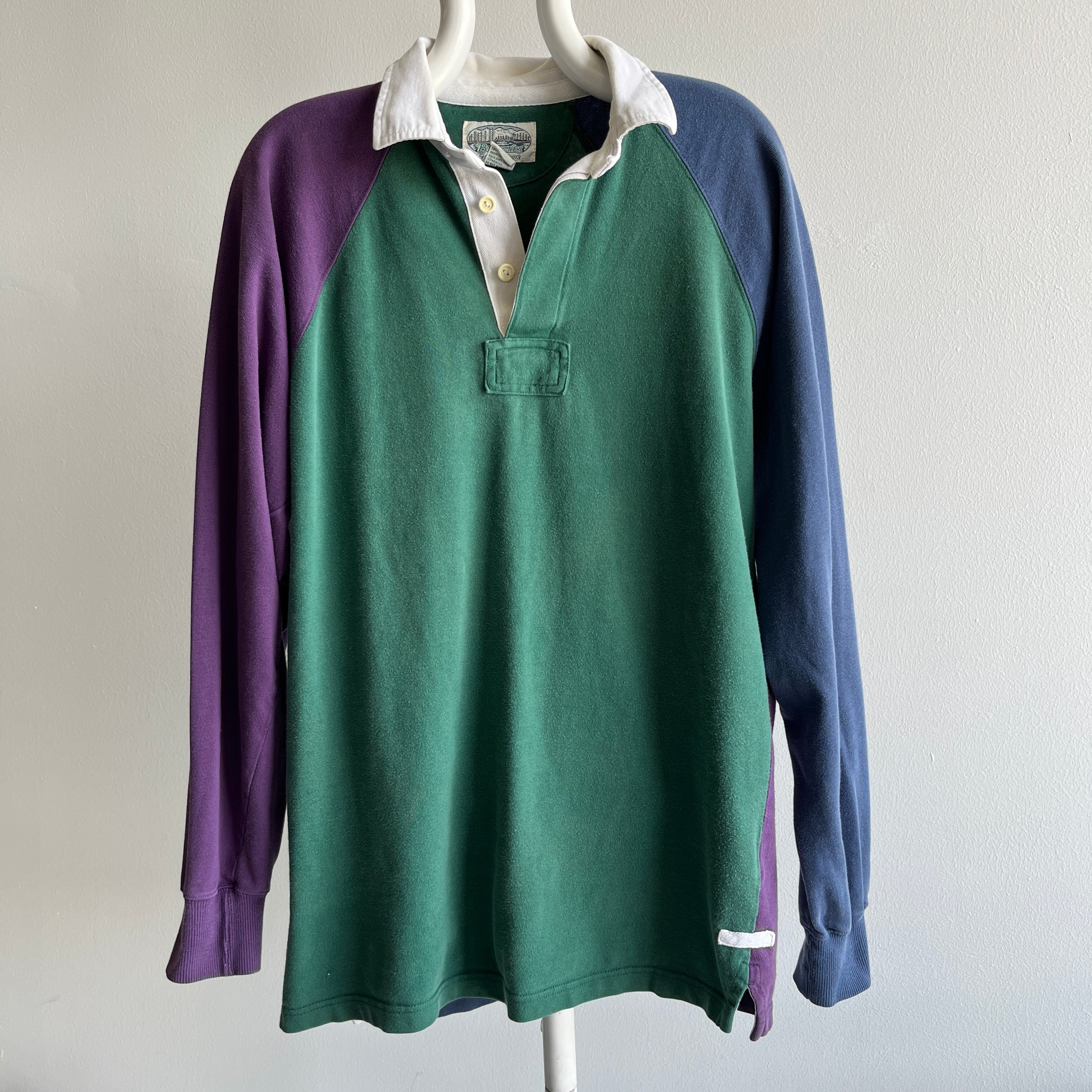 1990s Color Block Cotton Heavyweight Rugby Shirt