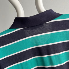 1980/90s Striped Slouchy Loose Sleeve Polo T-Shirt
