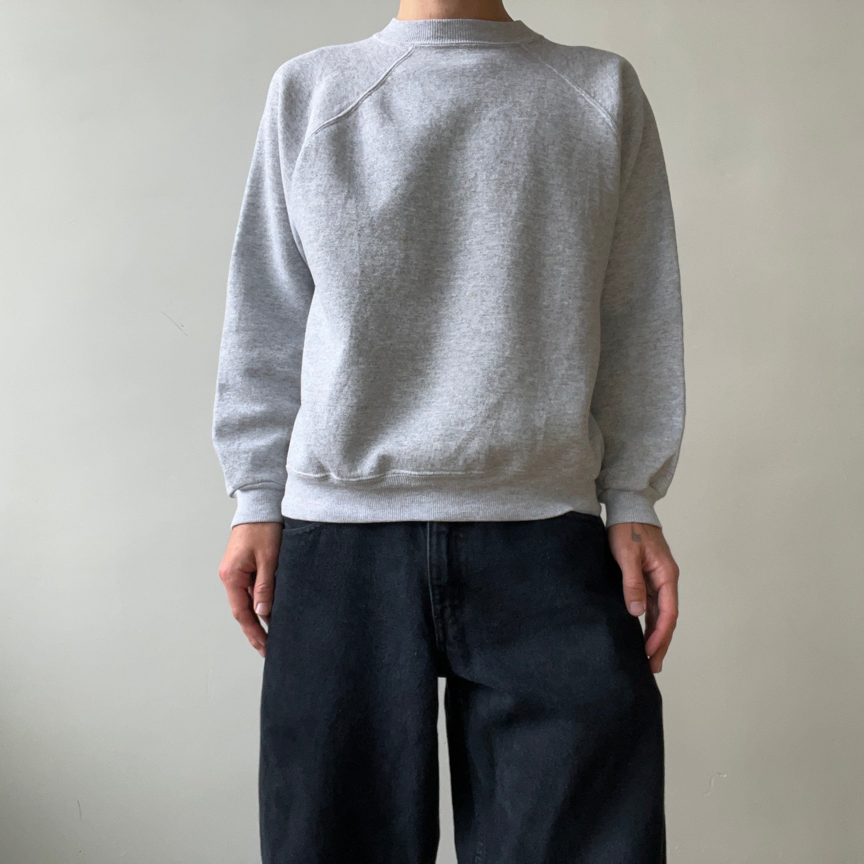 1990s Blank Grey Raglan Sweatshirt - !!!!!!