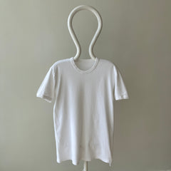 1990/2000 Medium Weight Rolled Neck Knit Blank White Ring T-Shirt