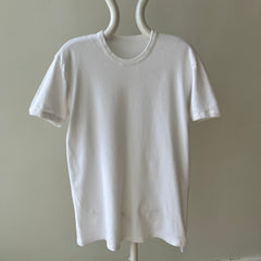 1990/2000 Medium Weight Rolled Neck Knit Blank White Ring T-Shirt