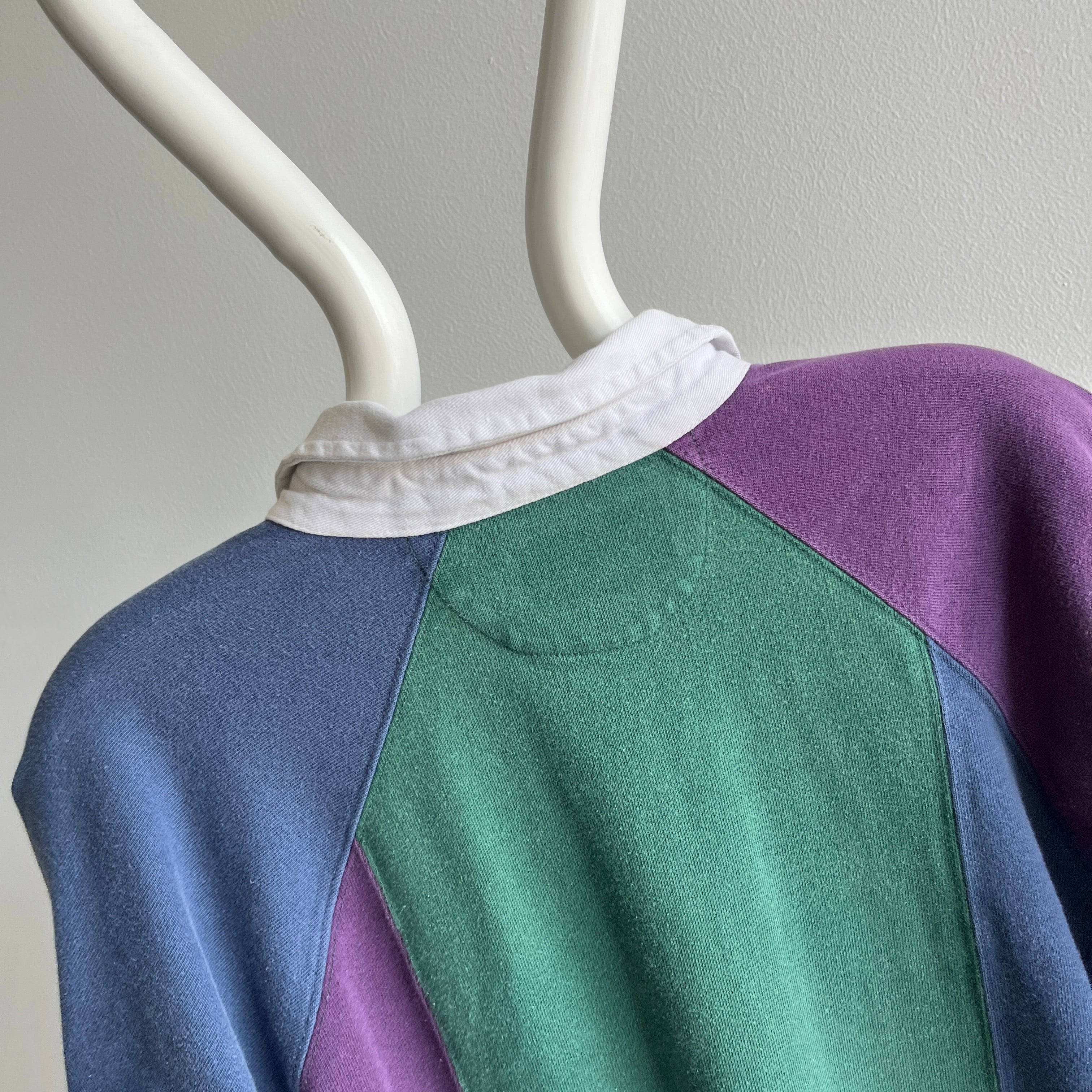 1990s Color Block Cotton Heavyweight Rugby Shirt