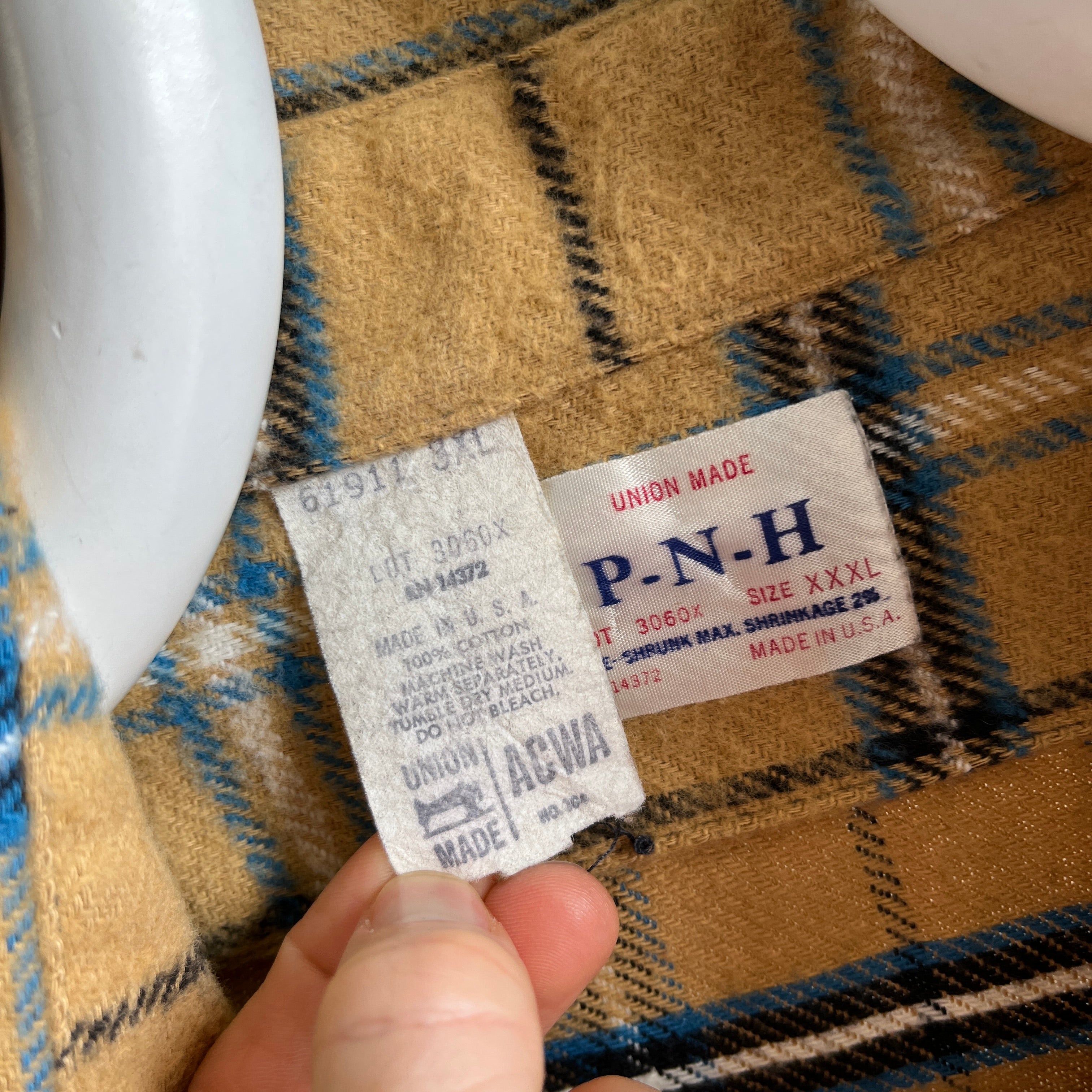 1970s Union Made Structured Cotton Flannel