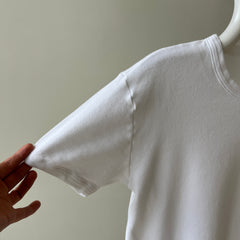 1990/2000 Medium Weight Rolled Neck Knit Blank White Ring T-Shirt