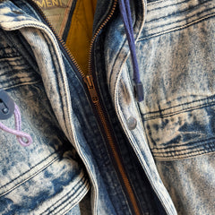 1980s Heavyweight (literally it weights a ton) Quilted Acid Wash Denim Jean Jacket