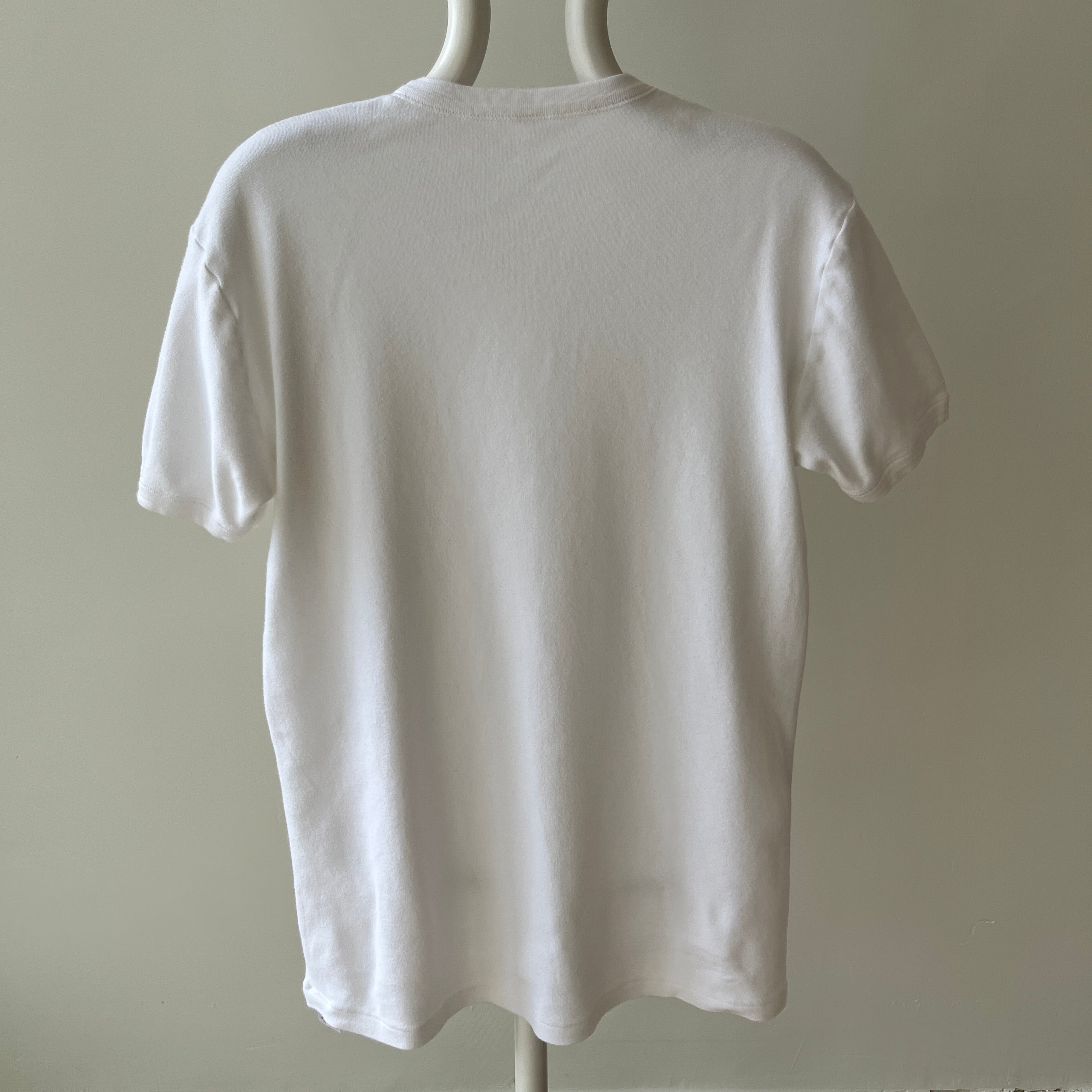 1990/2000 Medium Weight Rolled Neck Knit Blank White Ring T-Shirt