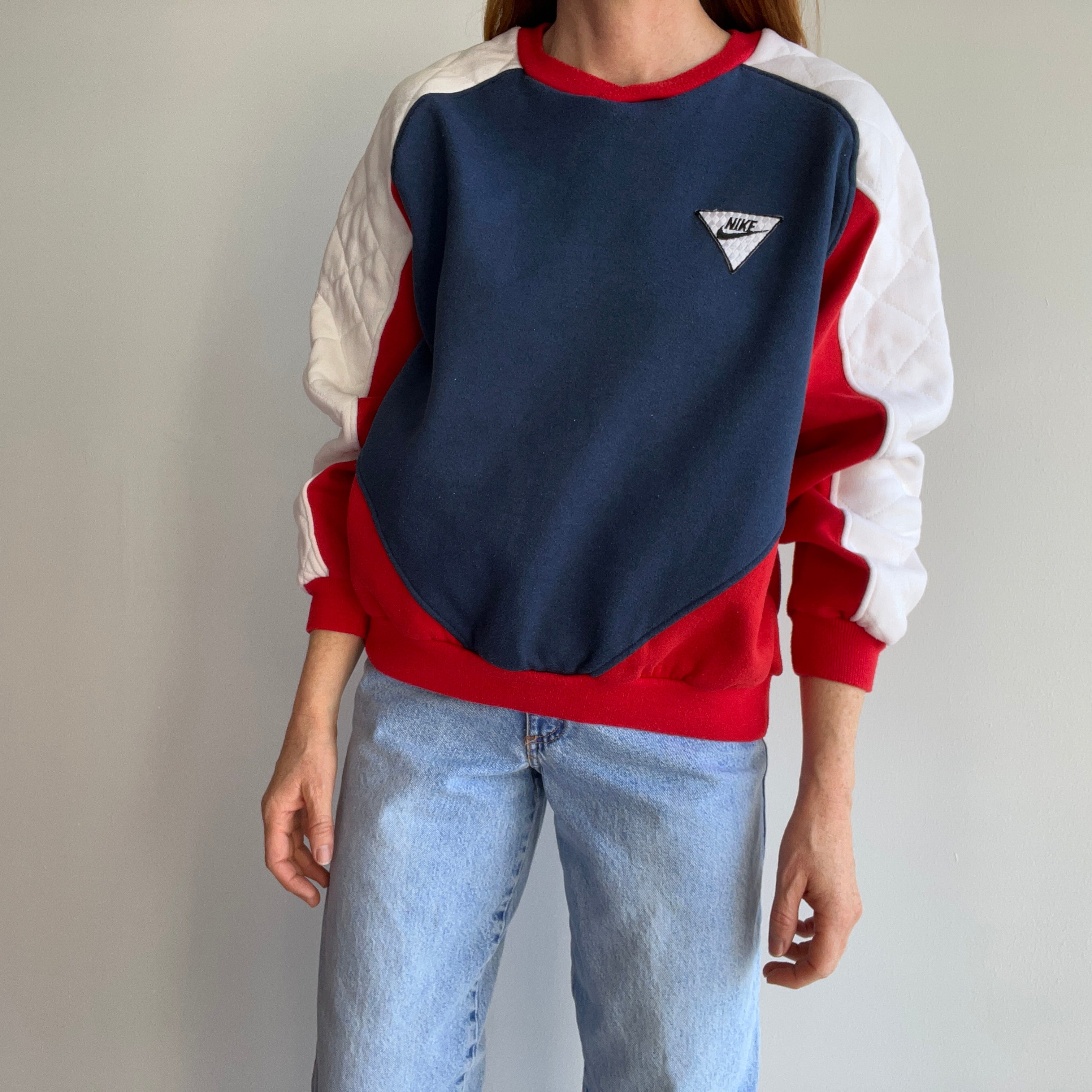 1990s Color Block Nike Quilted Sweatshirt