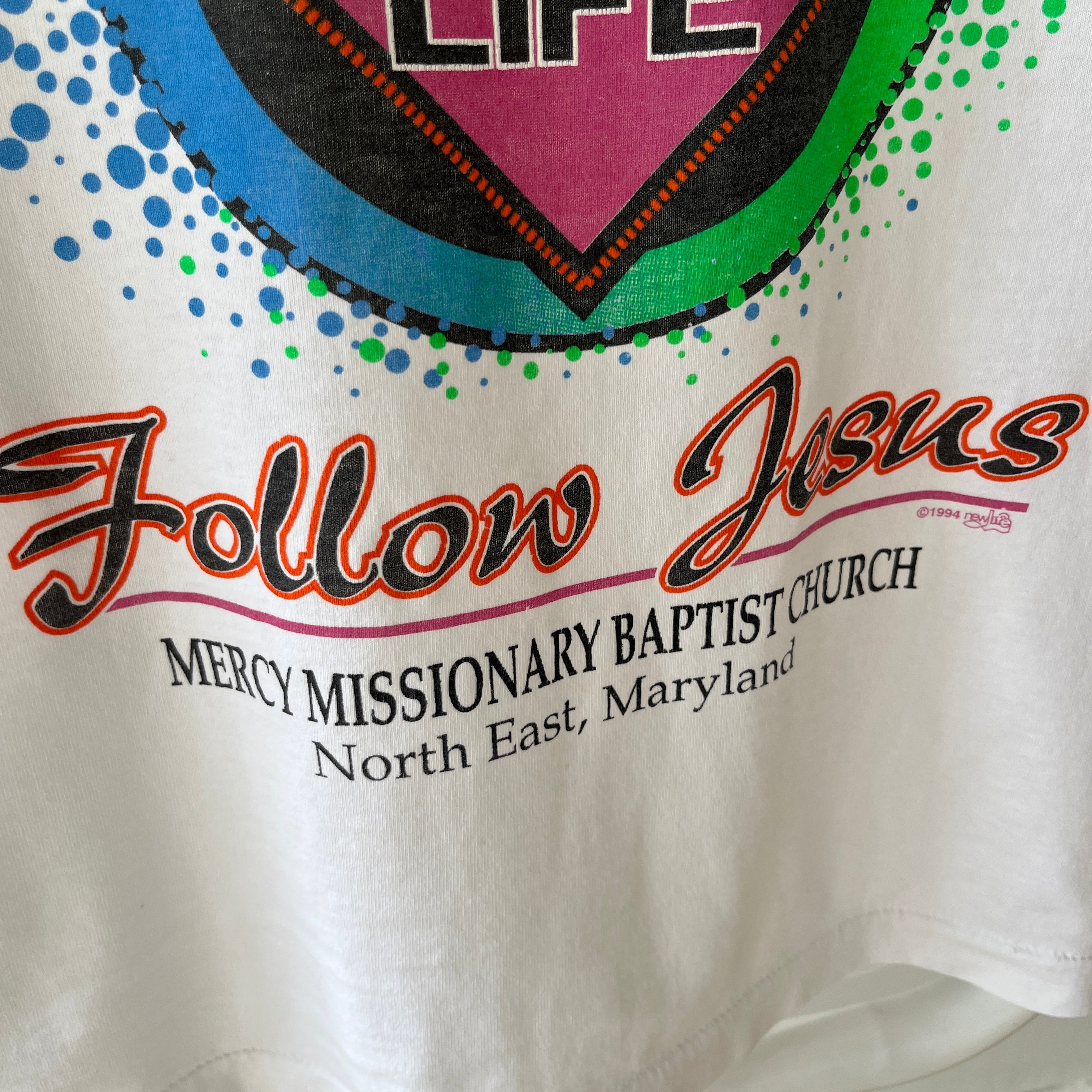 1994 Get A Life, Follow Jesus Youth Size L T-Shirt