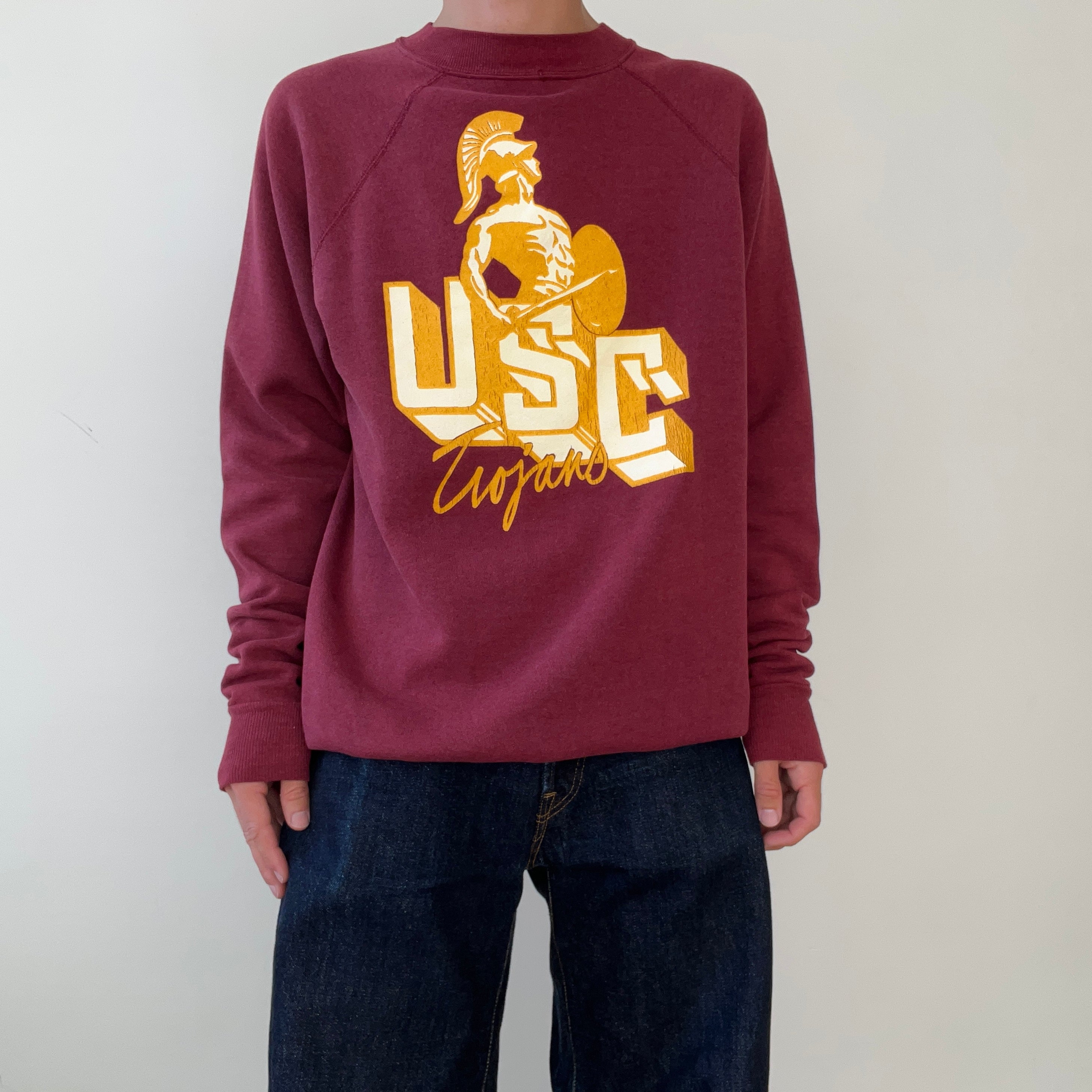 1980s/90s Burgundy USC Trojans Sweatshirt - FIGHT ON