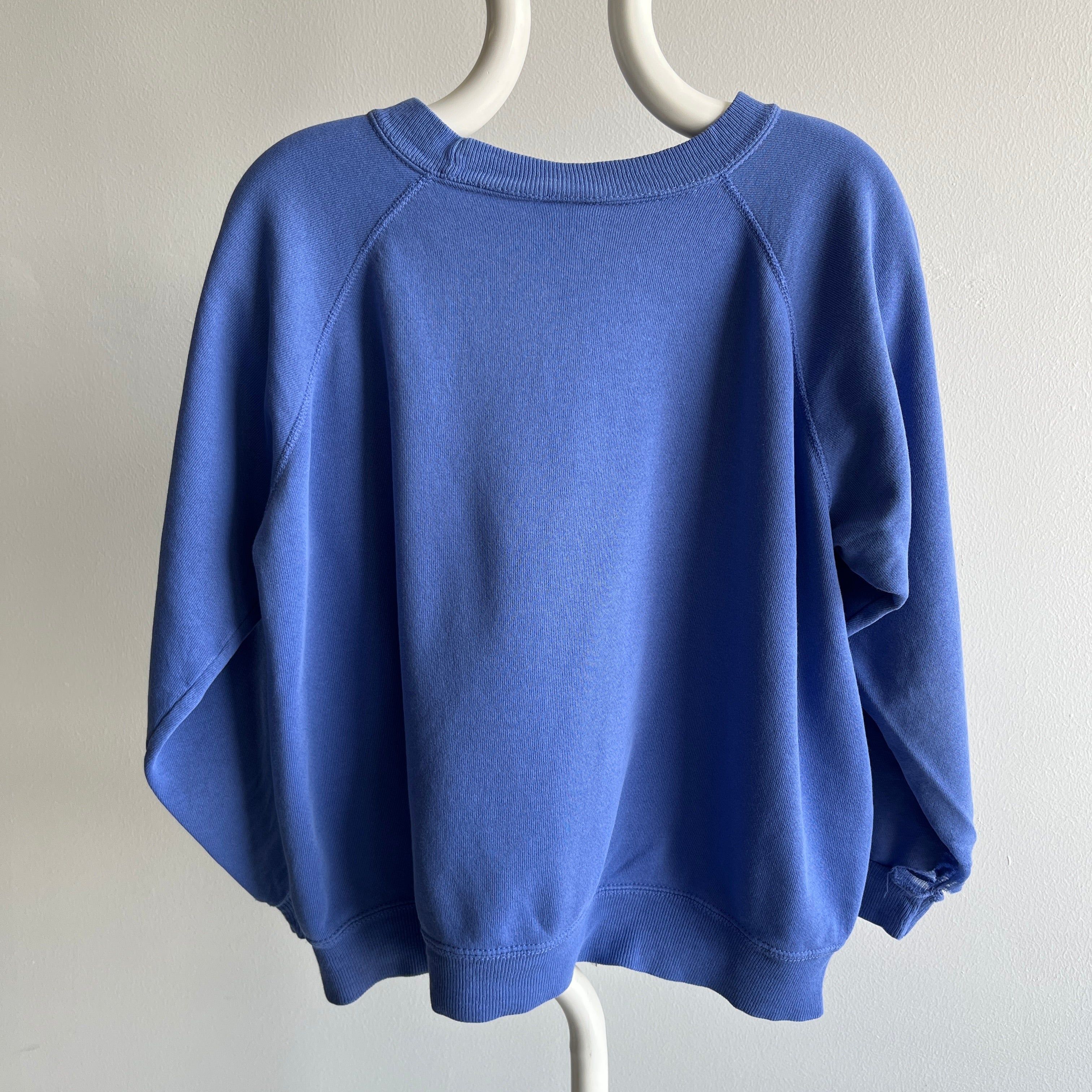 1980s Blank Cornflower Blue Tattered HHW Sweatshirt