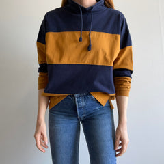 1990s Navy and (Mari)Gold Mock Neck Sweatshirt/Shirt