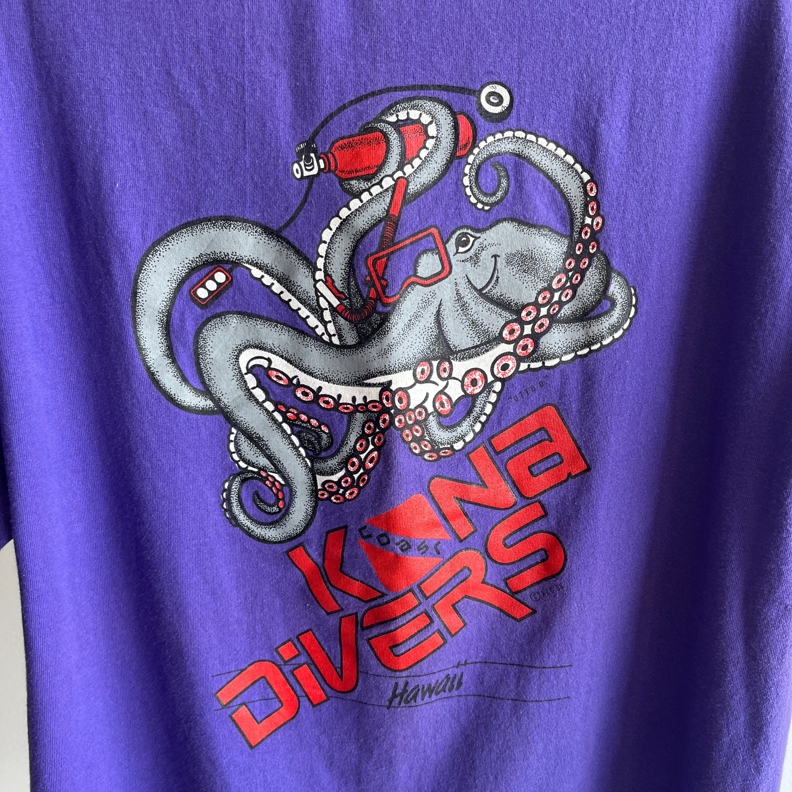 1990s Kona Hawaii Diving Shirt with an Octopus on the Backside