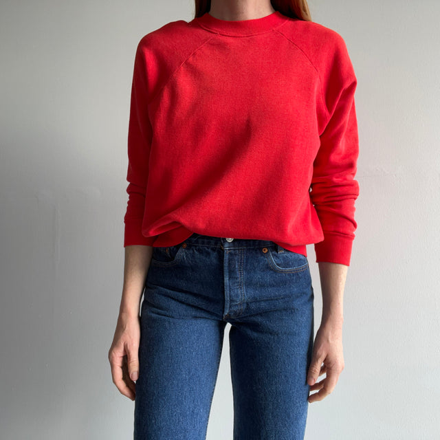 1970s Electric Red Soft and Slouchy Raglan Sweatshirt