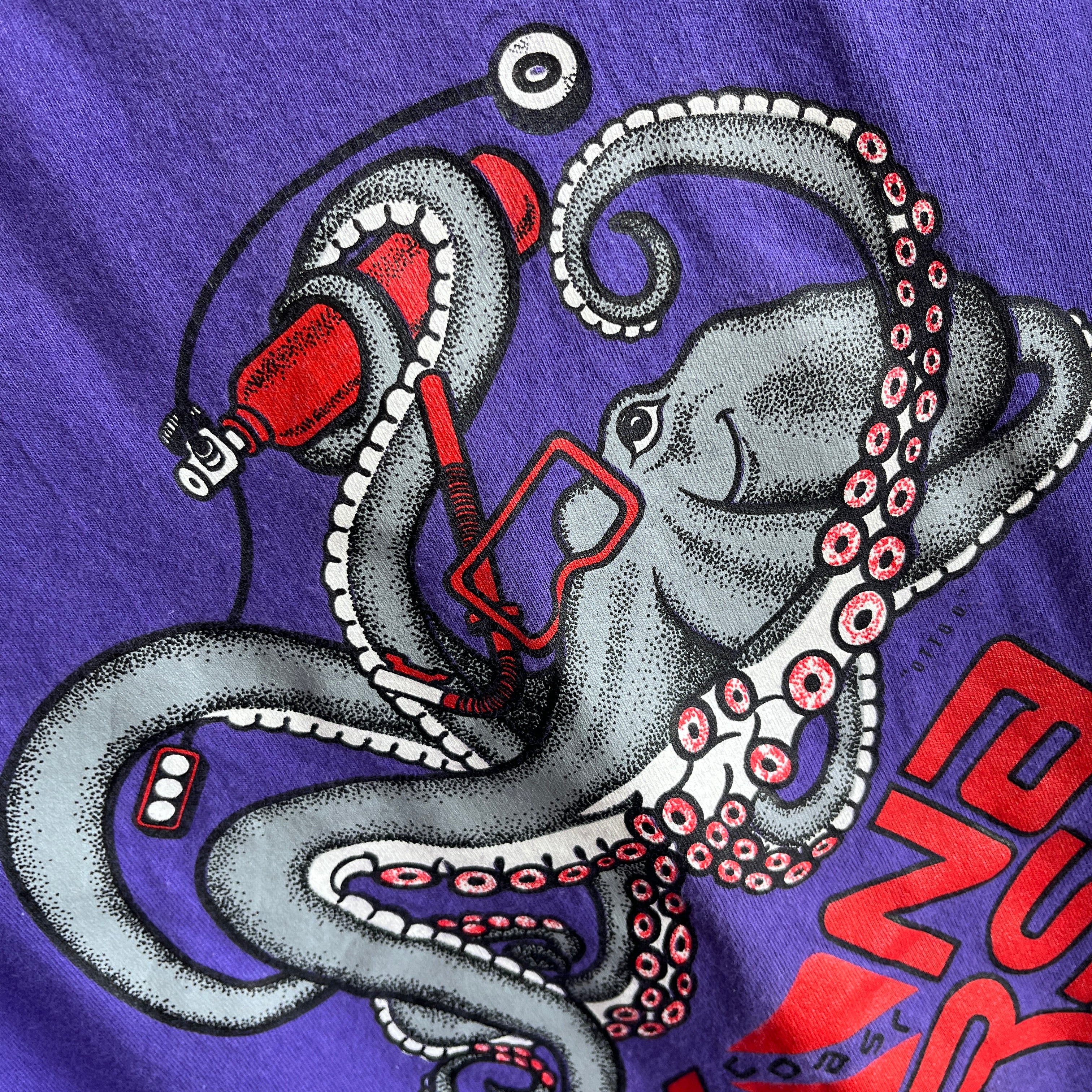 1990s Kona Hawaii Diving Shirt with an Octopus on the Backside