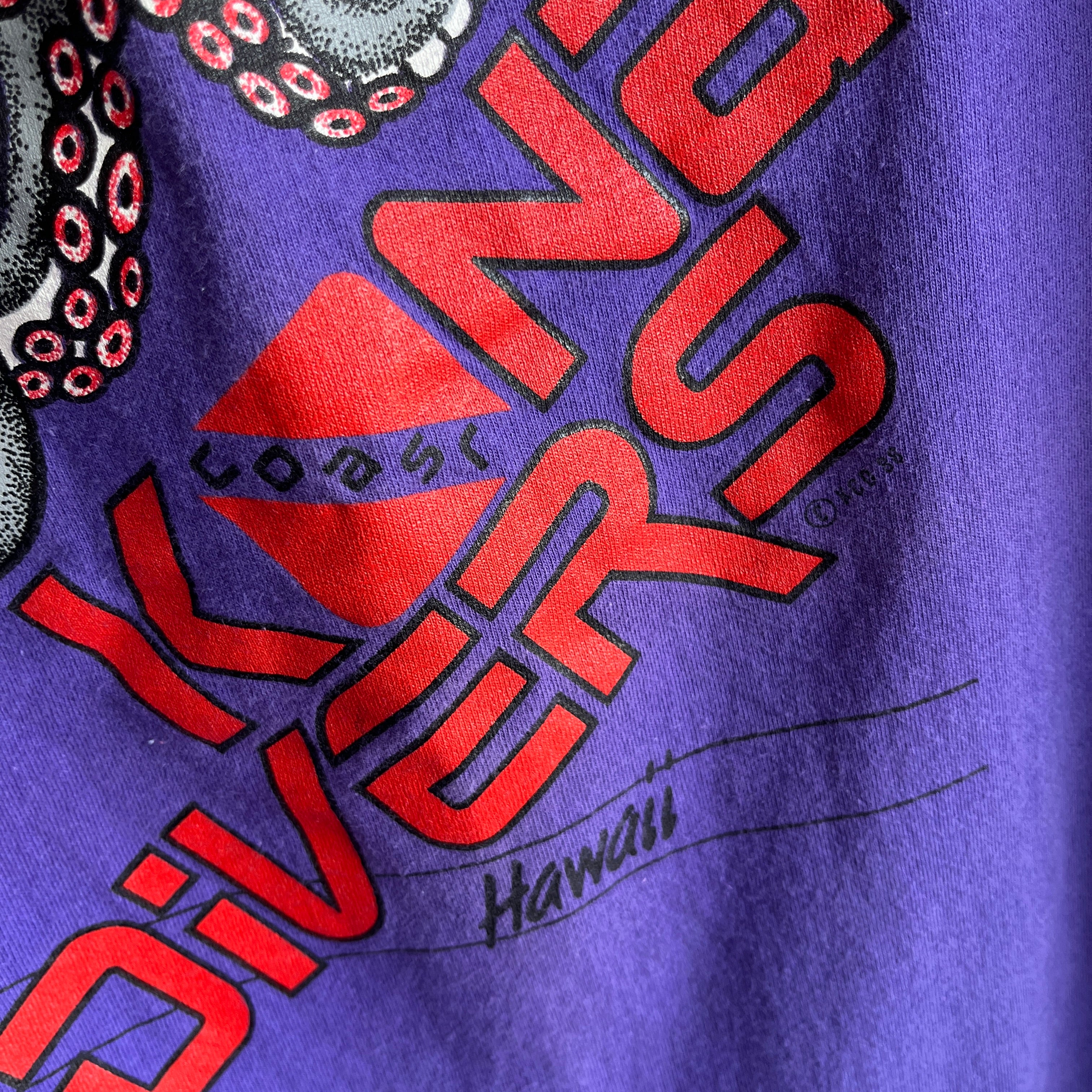 1990s Kona Hawaii Diving Shirt with an Octopus on the Backside