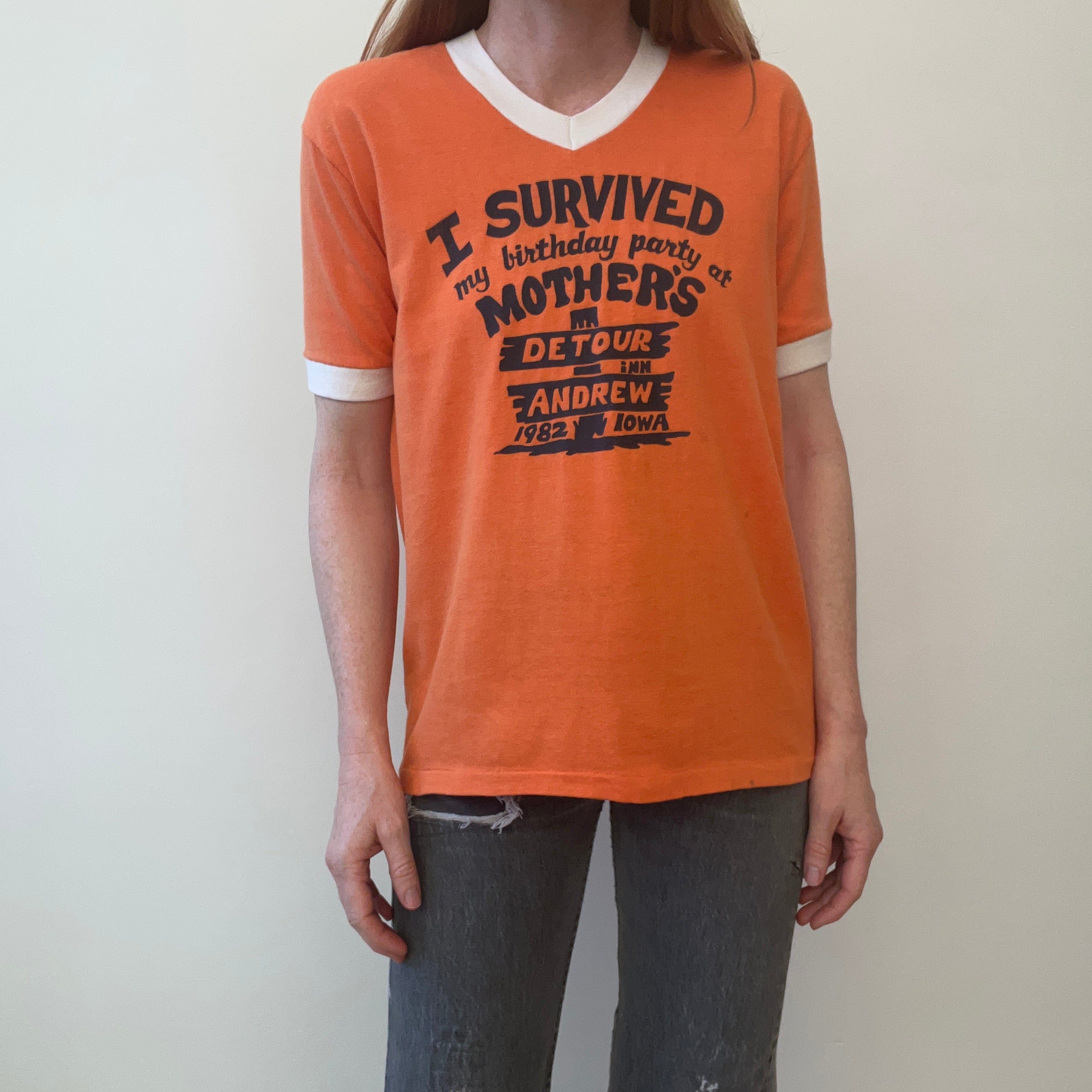 1982 I Survived My Birthday Party at Mother's Detour, Iowa Ring T-Shirt