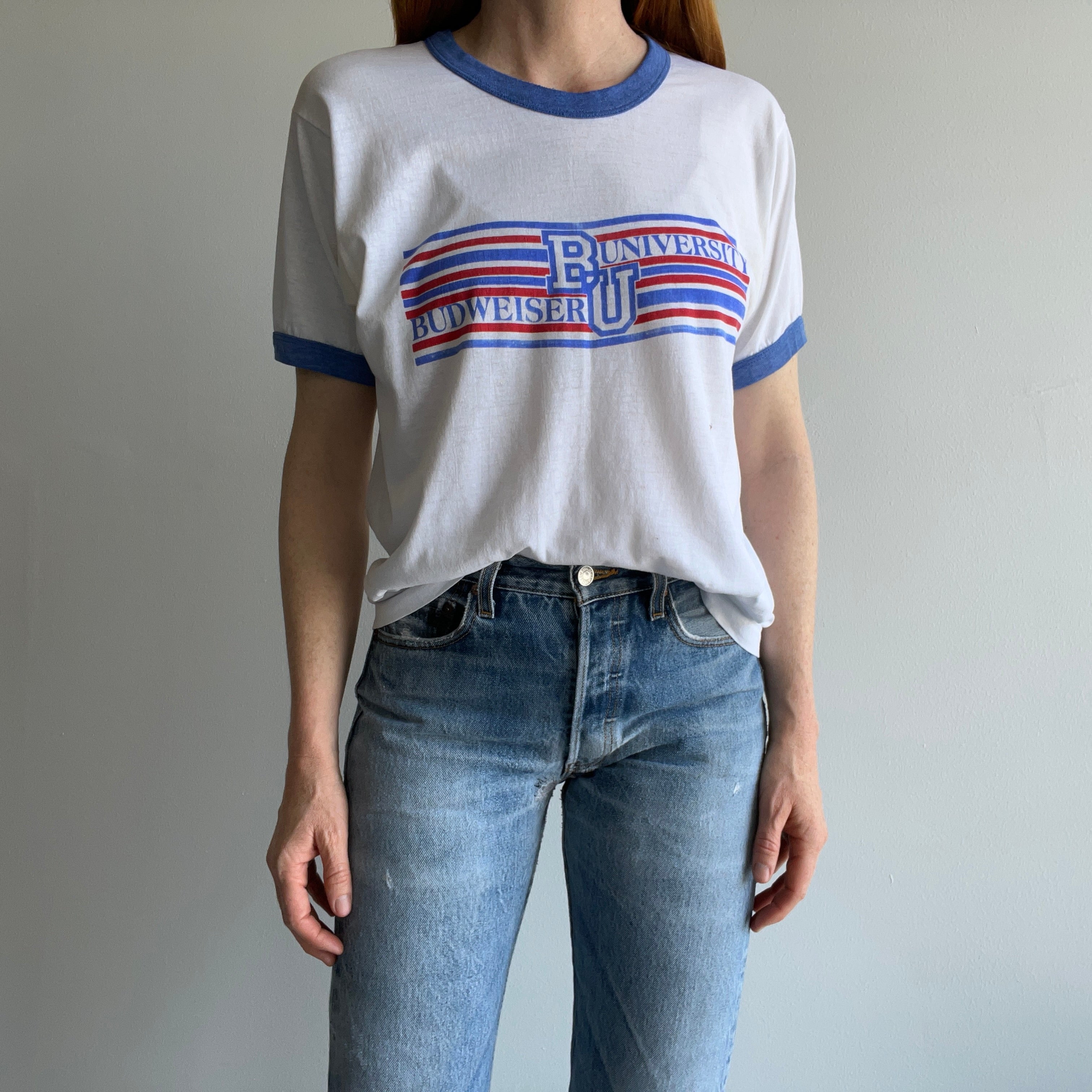 1980s Budweiser University Ring T-Shirt