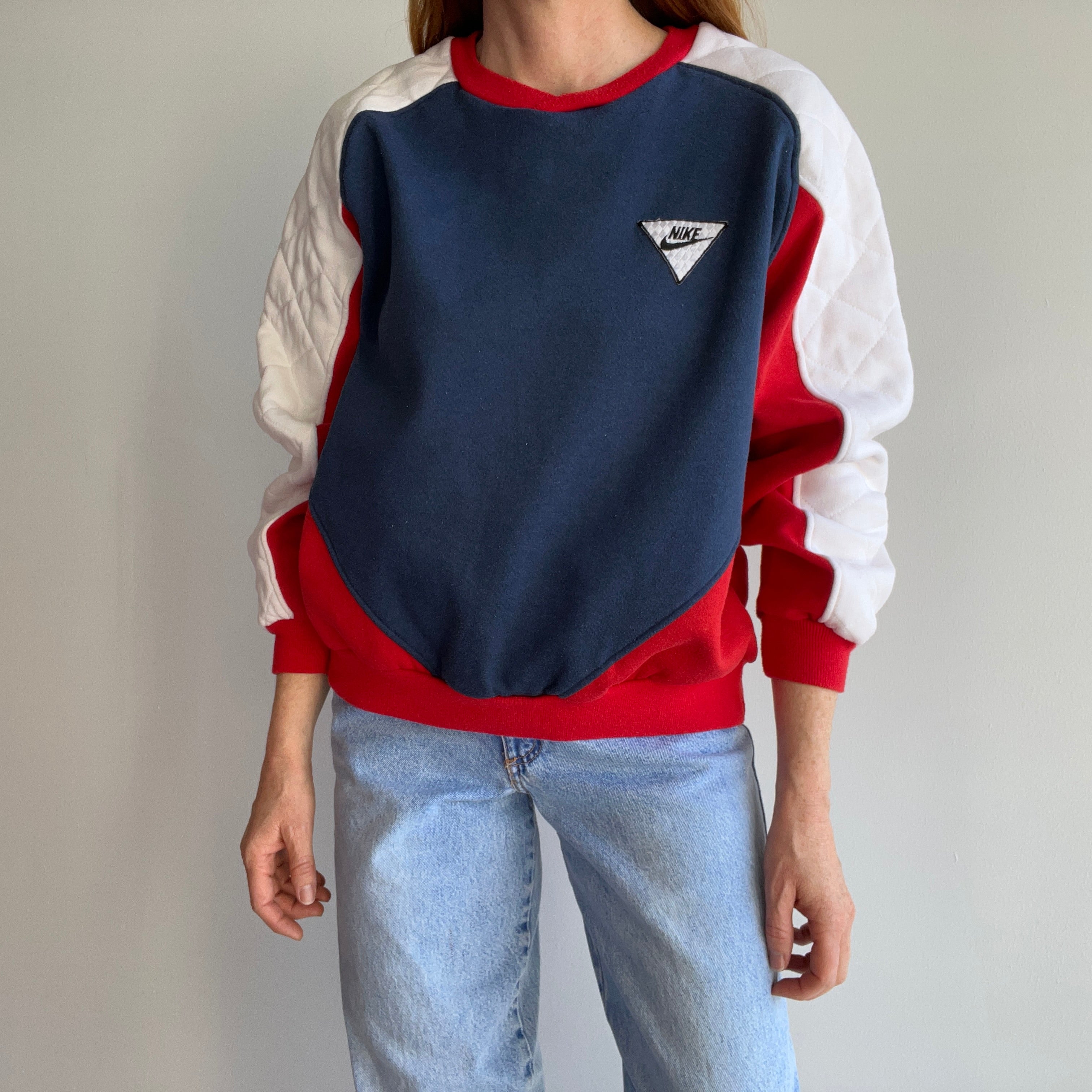 1990s Color Block Nike Quilted Sweatshirt