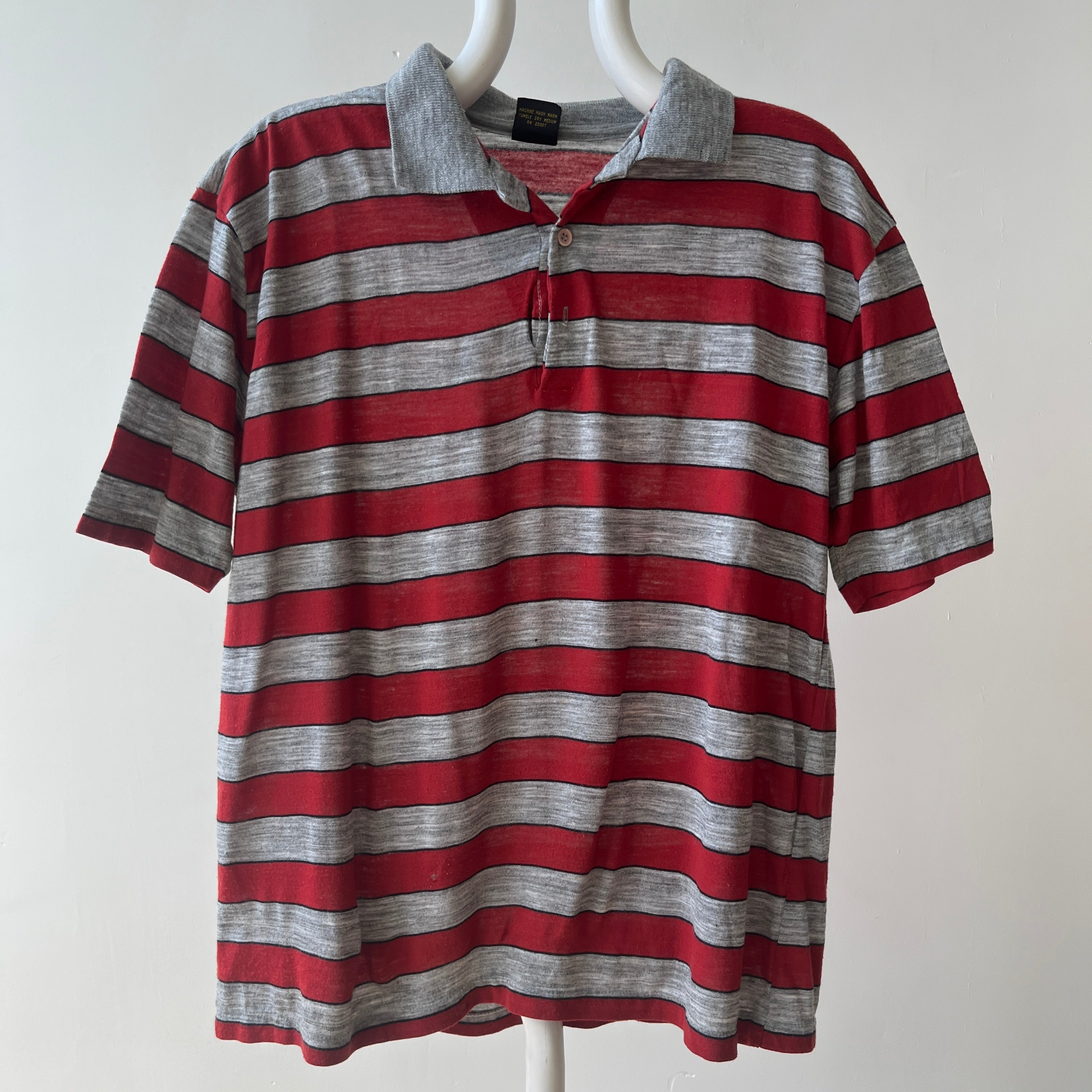 1980s Striped Polo Style T-Shirt
