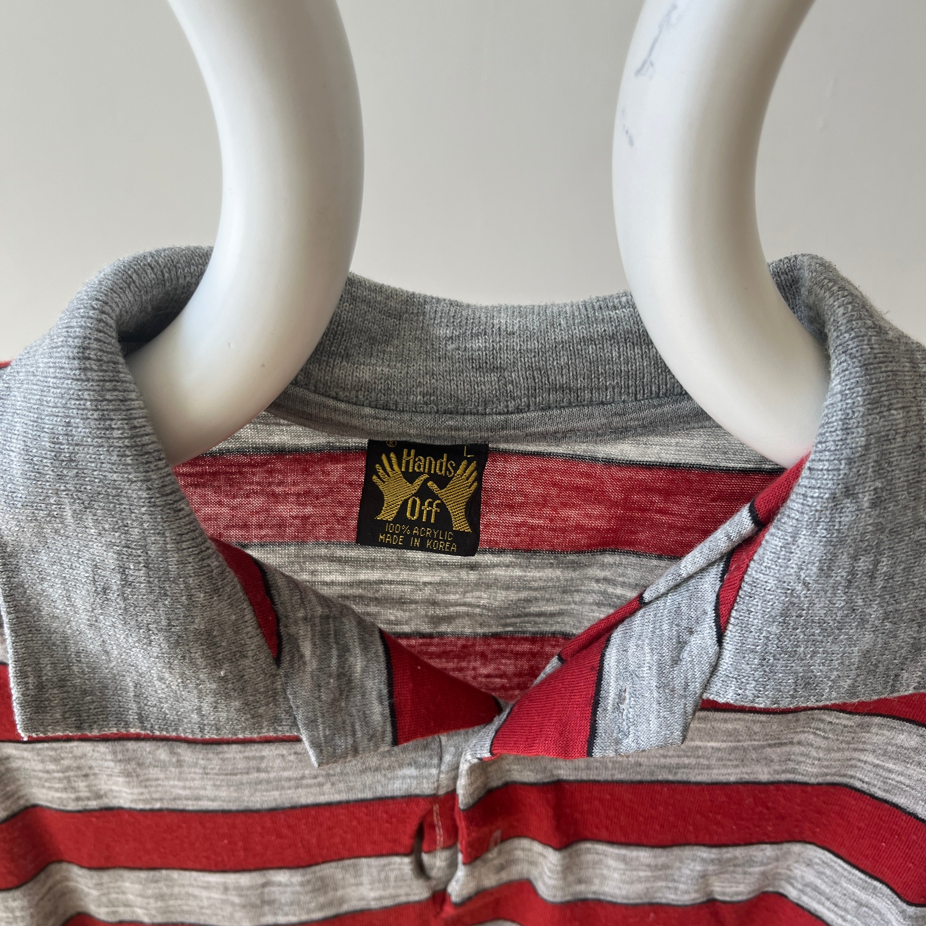 1980s Striped Polo Style T-Shirt