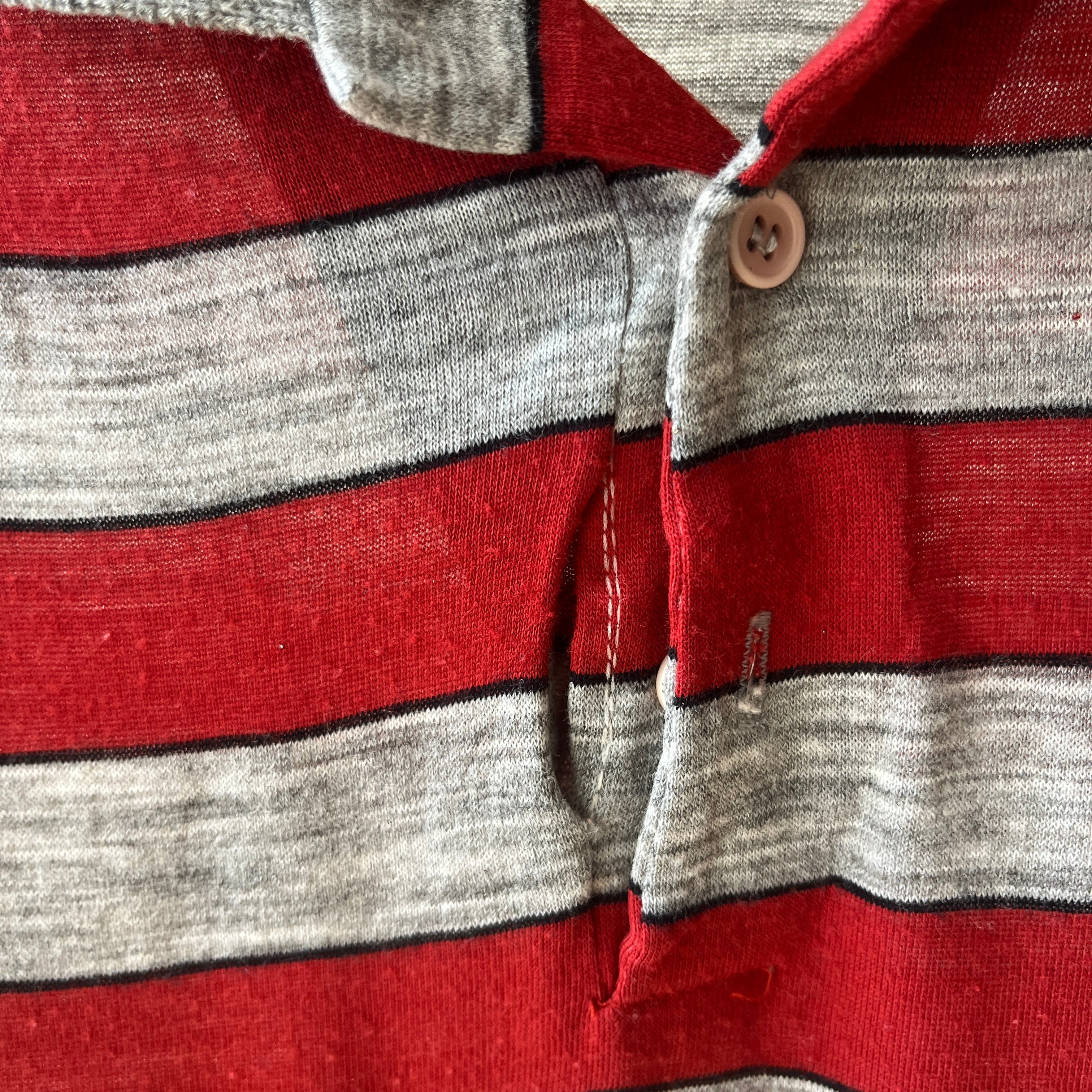 1980s Striped Polo Style T-Shirt