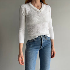1970s XS White Sweater - A Delight!