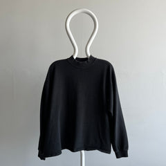 1980/90s 100% Cotton/USA Made Blank Black Mock Neck Shirt/Sweatshirt