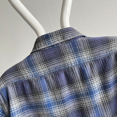 1980s Private Property Blue and Gray Cotton Flannel