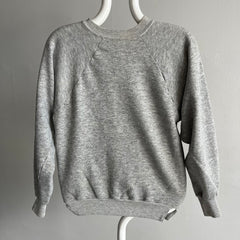 1970s Blank Gray Raglan with DIY Hemline Cut