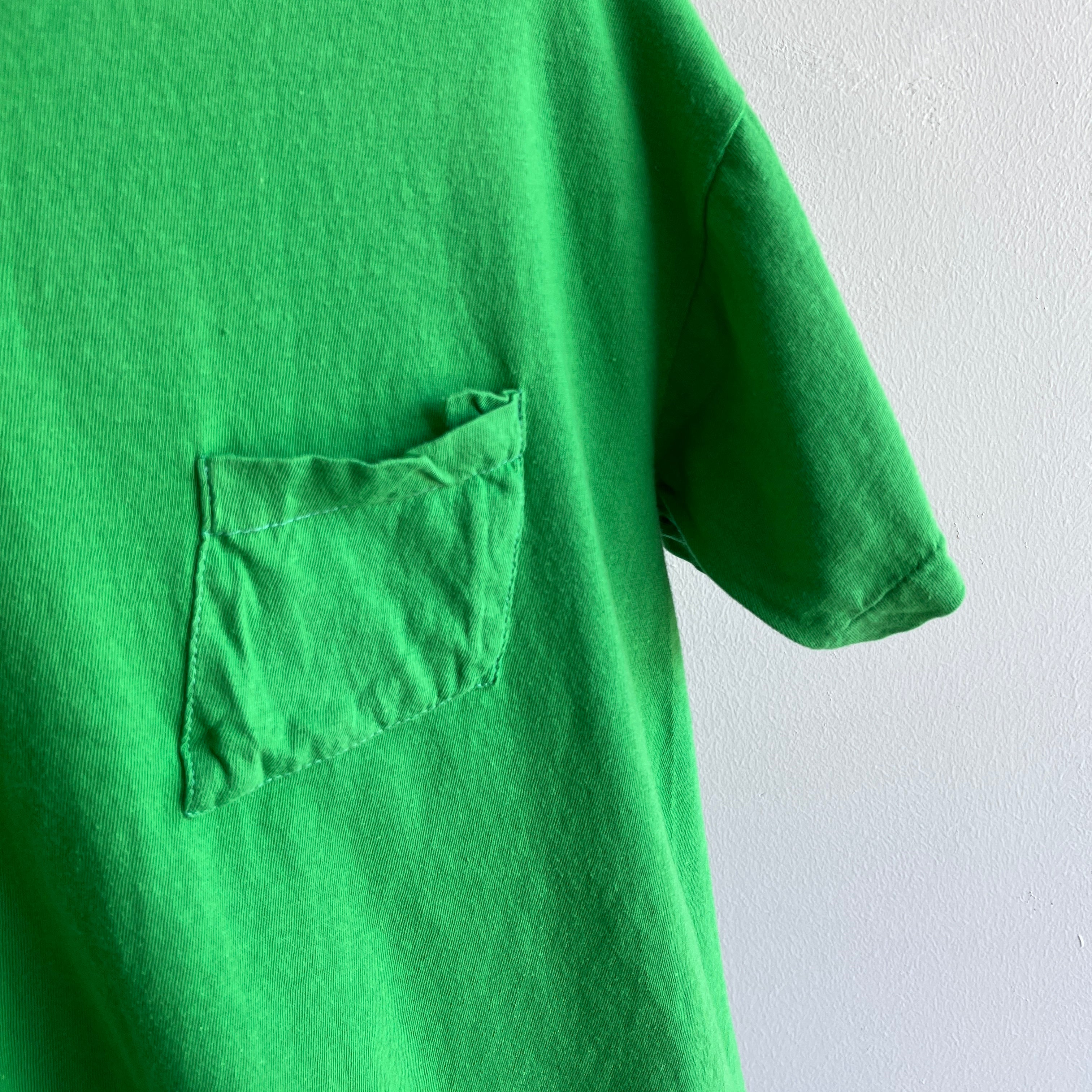 1980s The Slouchiest Kelly Green Pocket Tee Ever Made In The 80s, Maybe