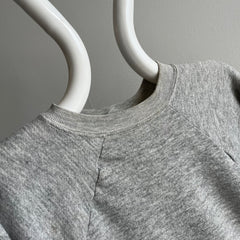 1970s Blank Gray Raglan with DIY Hemline Cut