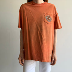 2000s Faded Orange Harley Pocket T-Shirt - Front and Back