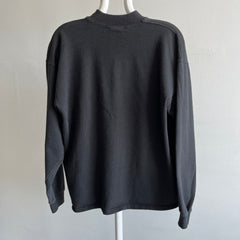 1980/90s 100% Cotton/USA Made Blank Black Mock Neck Shirt/Sweatshirt