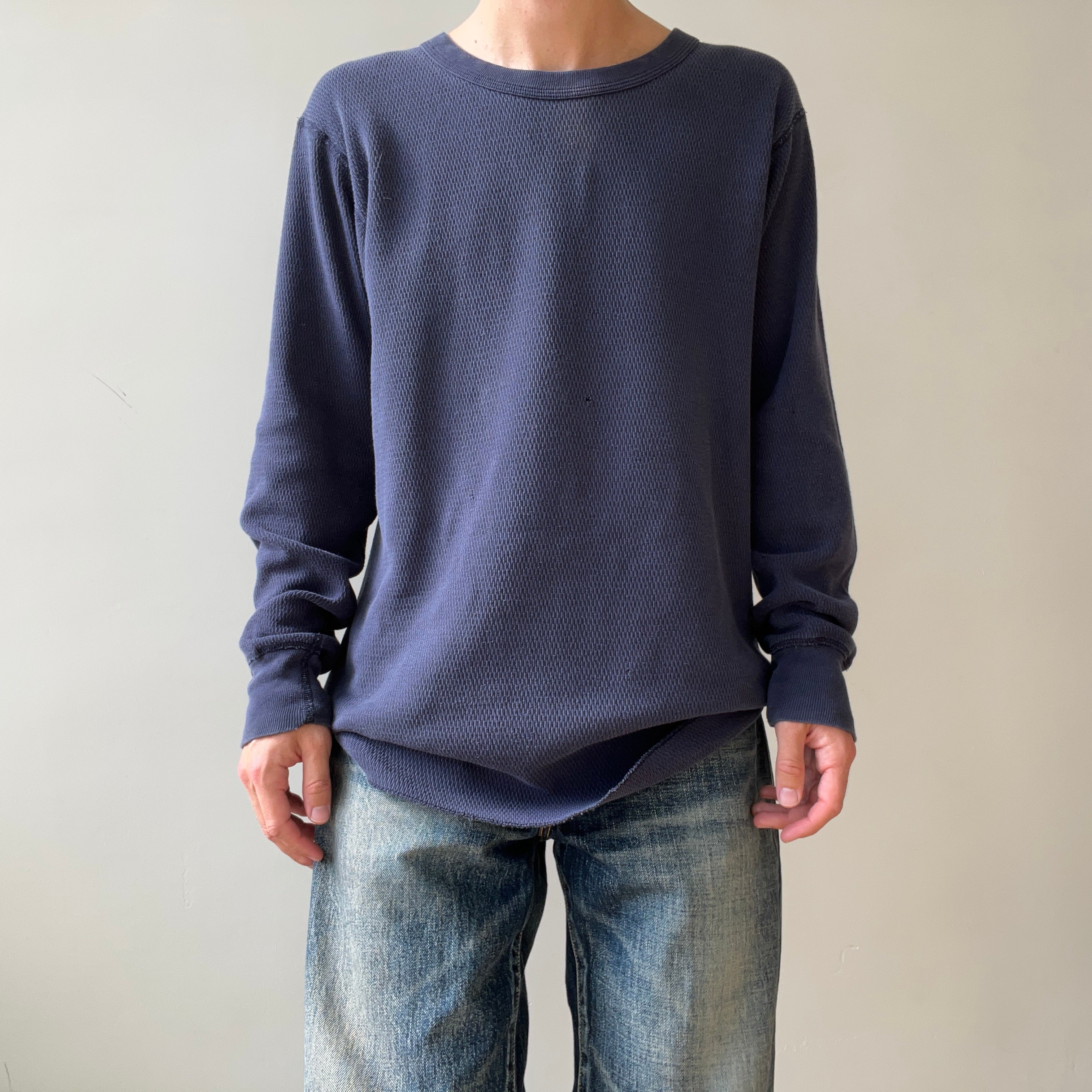1980s Navy Faded Thermal Shirt