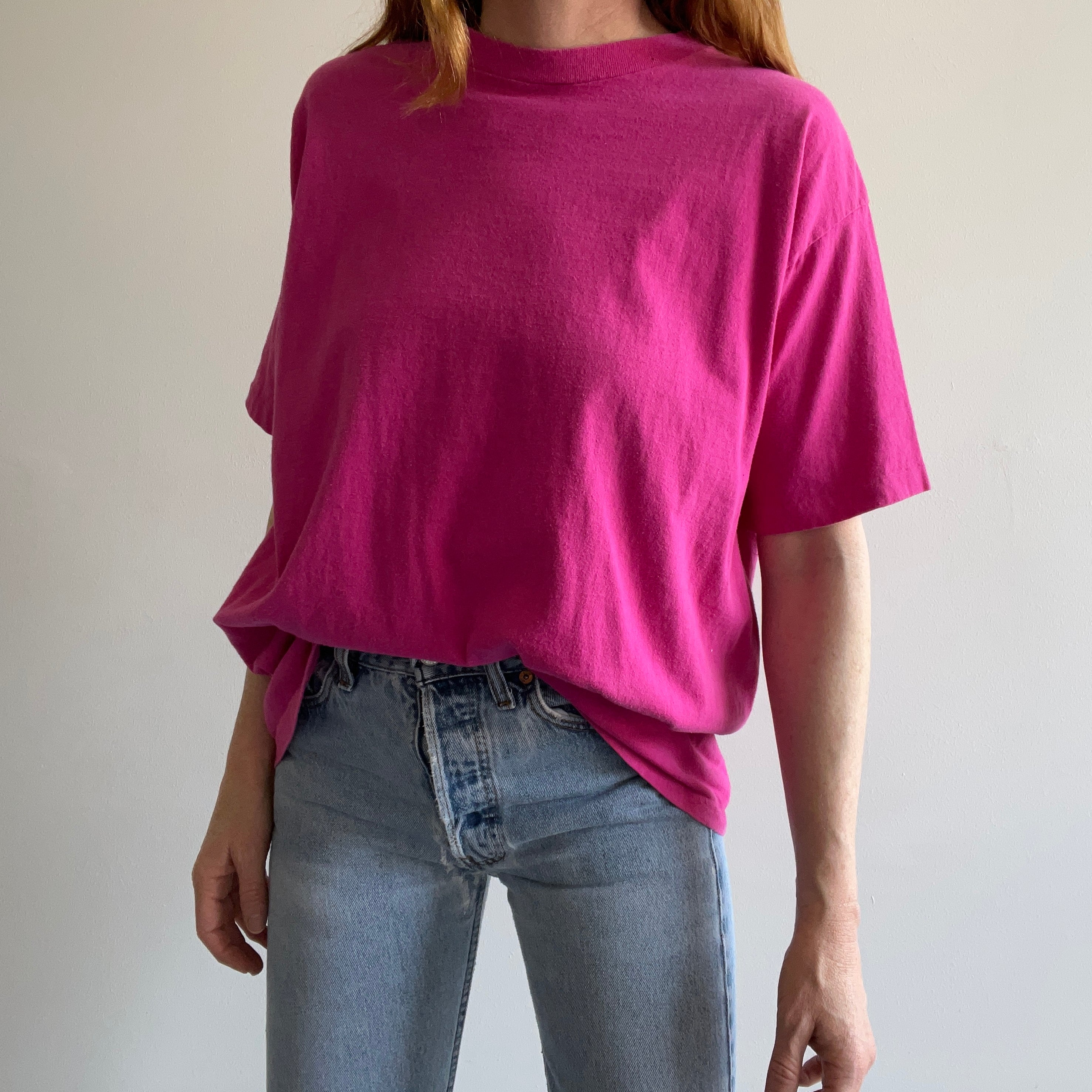 1980s Danskin Hot Pink T-Shirt