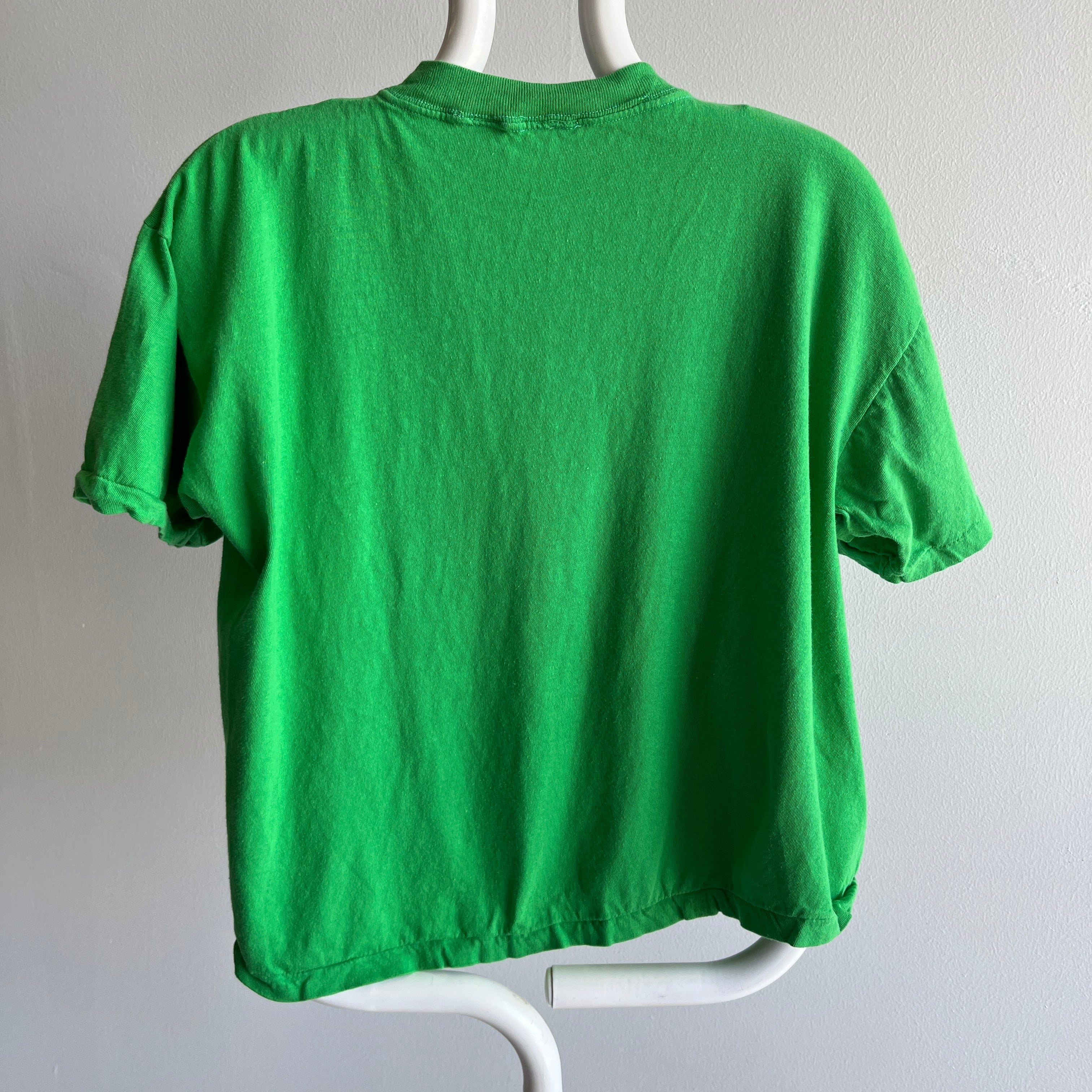 1980s The Slouchiest Kelly Green Pocket Tee Ever Made In The 80s, Maybe