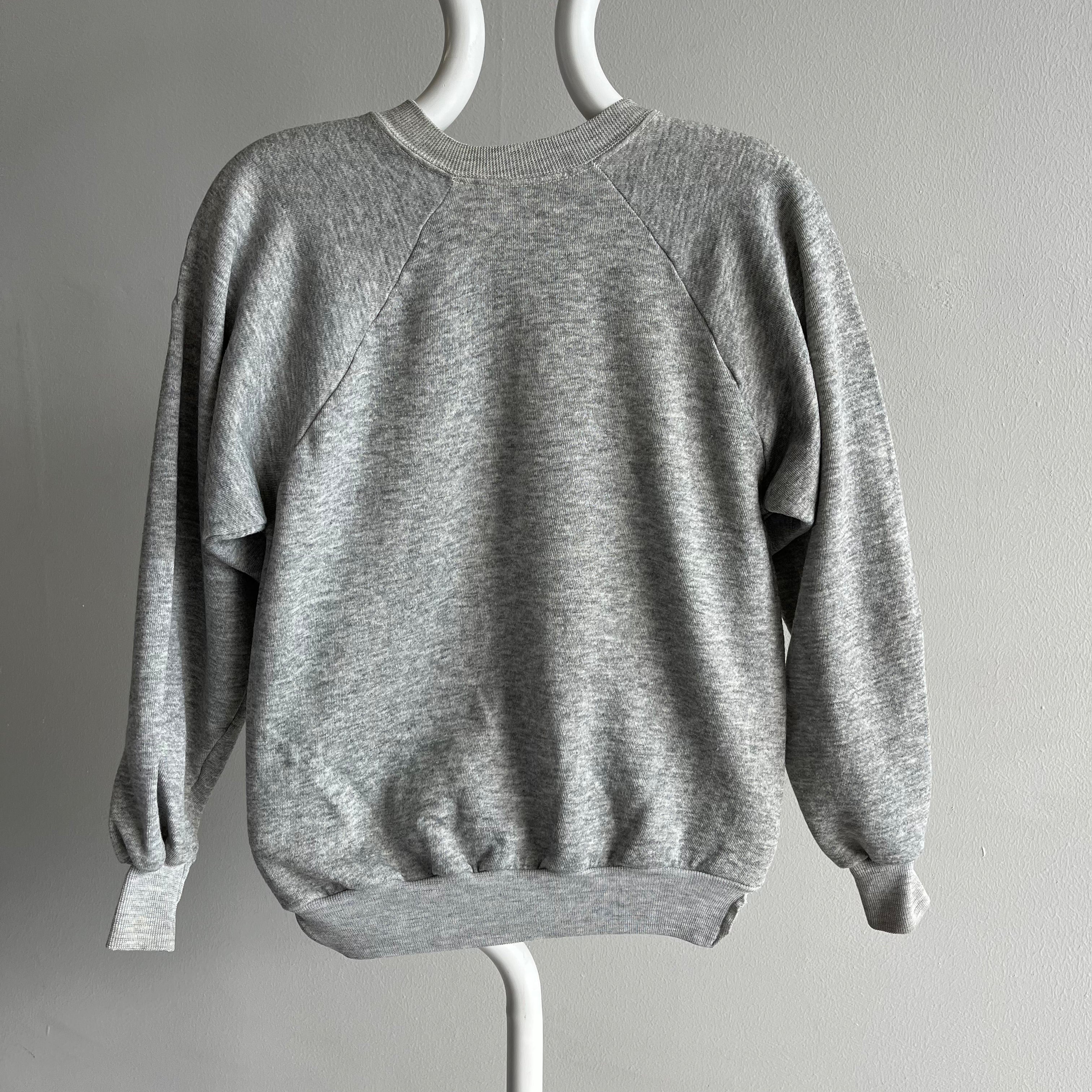 1970s Blank Gray Raglan with DIY Hemline Cut